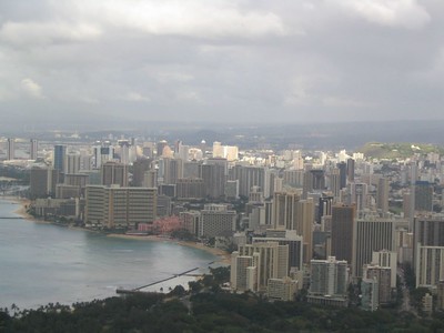 Honolulu skyline and coastline